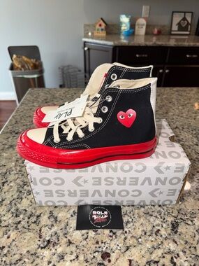 Size 3 Comme des Garçons Play x Converse Chuck 70 High Black Red SKU A01793C